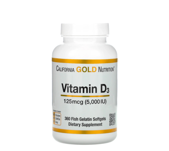 Vitamin D3, 125 mcg,  360 Softgels